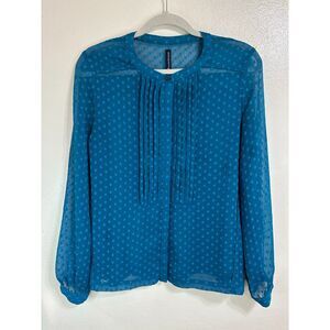 W118 by Walter Baker Women's Chenille Type Semi Sheer Blouse Size S Tuxedo Pleat